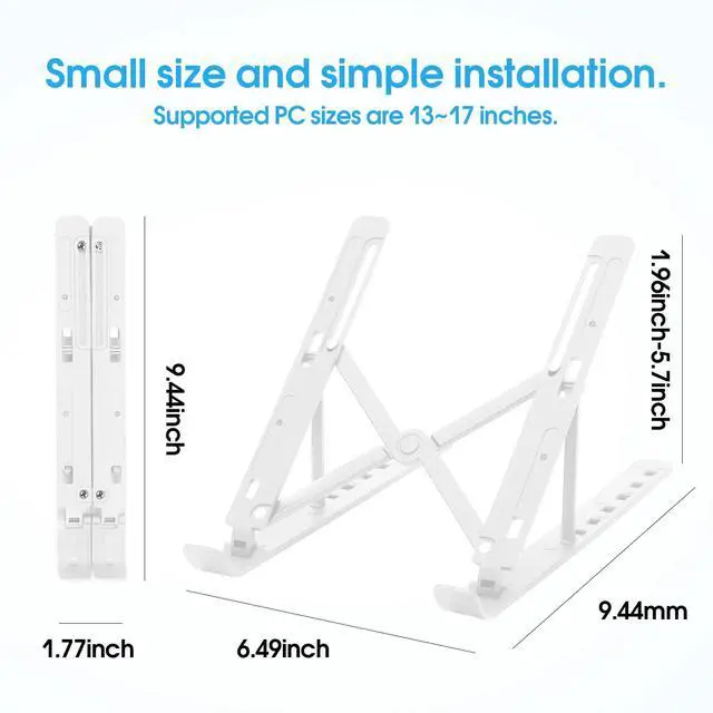 Alt view image 7 of 7 - Portable Laptop Stand, Ergonomic Laptop Mount Support, Detachable Laptop Riser Notebook Holder Compatible with MacBook, Dell, Lenovo More 10-15.6" Laptops, Silver