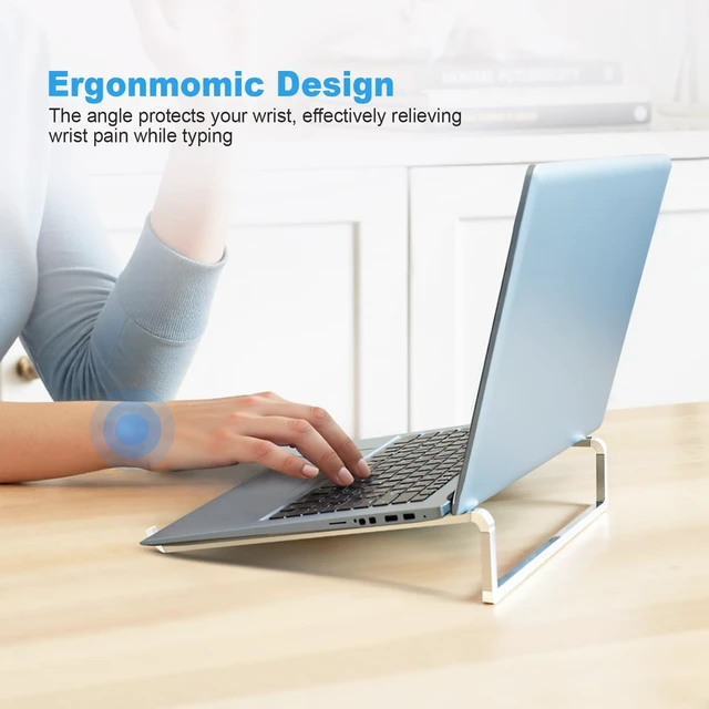 Alt view image 2 of 7 - Foldable Laptop Stand for Desk, Silver | Universal Laptop Riser, Ventilated Holder Mount, Compatible with MacBook, Notebook