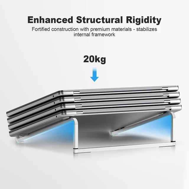 Alt view image 6 of 7 - Foldable Laptop Stand for Desk, Silver | Universal Laptop Riser, Ventilated Holder Mount, Compatible with MacBook, Notebook
