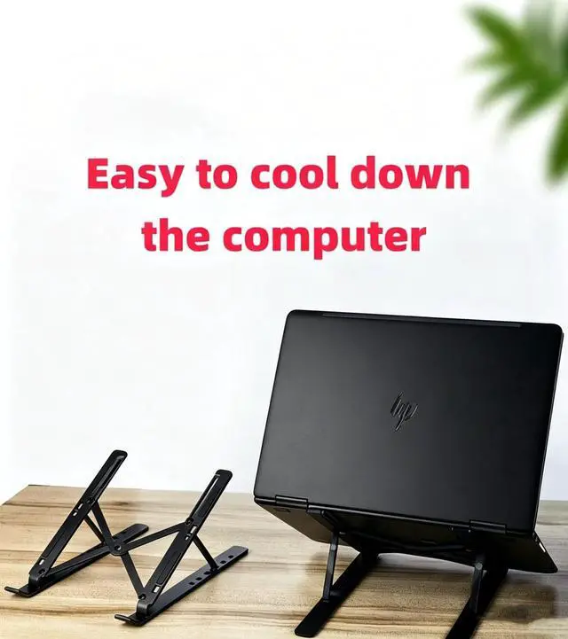 Alt view image 4 of 6 - Adjustable Laptop Stand - Aluminum Foldable Portable Computer Riser for 10-15.6 Inch Laptops, Ergonomic Design with Storage Bag, Compatible with MacBook Air/Pro, HP, Dell (Black)