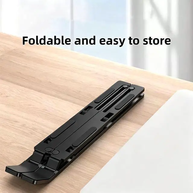 Alt view image 5 of 6 - Adjustable Laptop Stand - Aluminum Foldable Portable Computer Riser for 10-15.6 Inch Laptops, Ergonomic Design with Storage Bag, Compatible with MacBook Air/Pro, HP, Dell (Black)