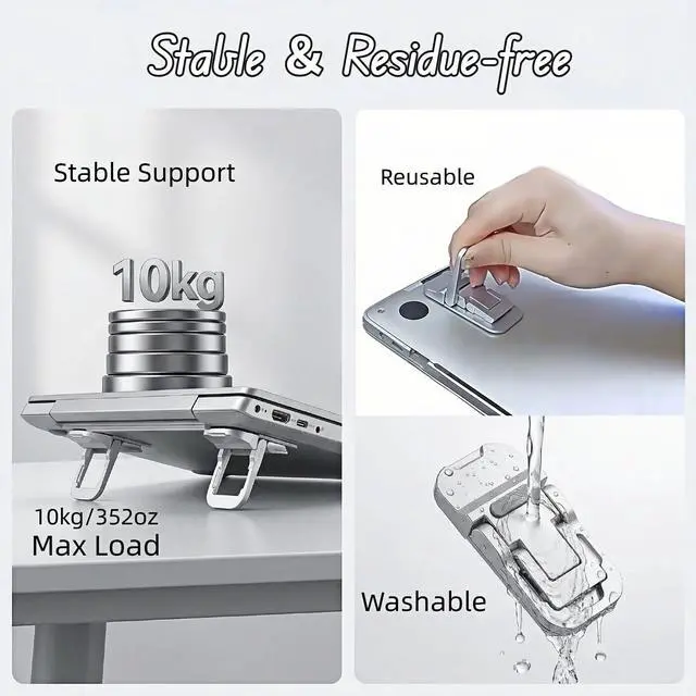 Alt view image 3 of 7 - Ergonomic Zinc Alloy Laptop Stand,Portable Keyboard Riser with 2 Adjustable Angles (8°&13°),Foldable Invisible Laptop Riser for Desk,Anti-Slip,Heat Dissipation,Supports Up to 22lbs for 10-17" Laptops