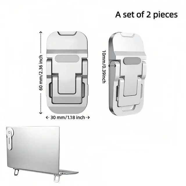 Alt view image 6 of 7 - Ergonomic Zinc Alloy Laptop Stand,Portable Keyboard Riser with 2 Adjustable Angles (8°&13°),Foldable Invisible Laptop Riser for Desk,Anti-Slip,Heat Dissipation,Supports Up to 22lbs for 10-17" Laptops