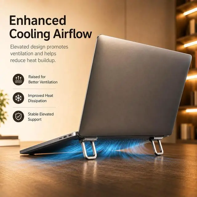 Alt view image 3 of 7 - Keyboard Laptop feet, 2pcs Zinc Alloy Mini Laptop Stands for Desk | Minisize Portable Keyboard Laptop Legs