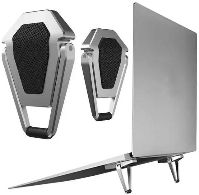 Main image of Portable Laptop Stand for Desk, Mini Foldable Laptop Riser,Anti-Slip Alloy Keyboard Stands Riser, Computer Stand Compatible with MacBook Air/Pro/Dell/HP/Lenovo/11''-17''Laptops and Keyboards (Silver)