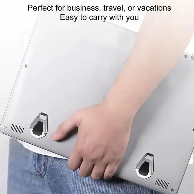 Alt view image 4 of 7 - Portable Laptop Stand for Desk, Mini Foldable Laptop Riser,Anti-Slip Alloy Keyboard Stands Riser, Computer Stand Compatible with MacBook Air/Pro/Dell/HP/Lenovo/11''-17''Laptops and Keyboards (Silver)