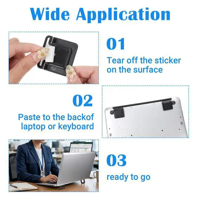 Alt view image 6 of 7 - Laptop Feet, 4 Pcs Portable Lightweight Small Laptop Stand, Ergonomic Cooling Keyboard Lifter for for Most Keyboards Laptops