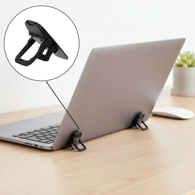 Alt view image 5 of 5 - 2 Pcs Black Portable Keyboard Riser, Dual Tilt Angle Adjustment Foldable Laptop Stand, Self-Adhesive Mini Computer Stand for Desk/Most Keyboards