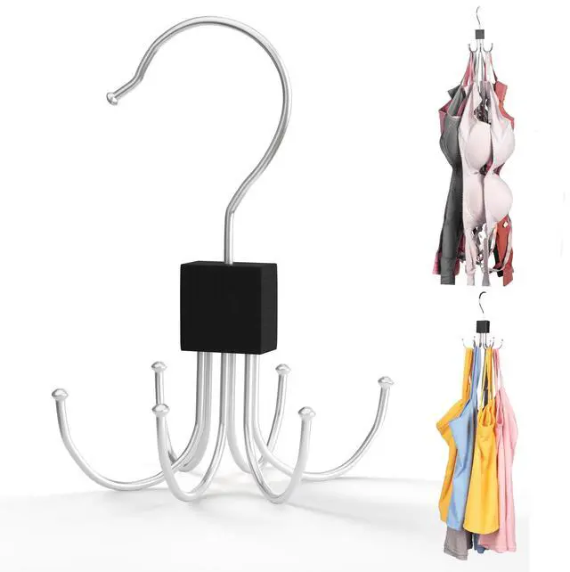 Main image of Tank Top Hanger,Rotatable Bra Hanger,Max 18 Storage Capacity Sports Bra Hangers,Space Saving Hangers for Dorm,Closet Organizers and Storage,Closet Organizer for Belt,Scarf, Purse,Black