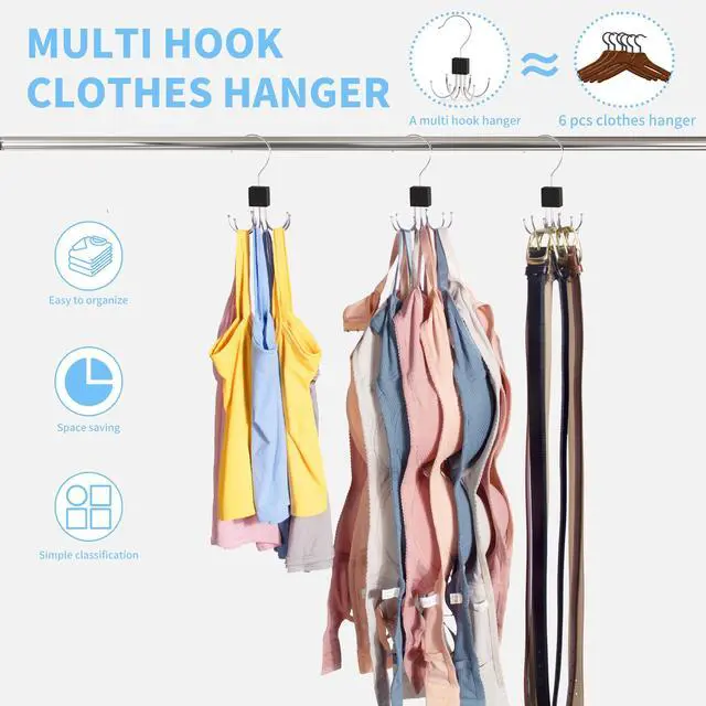 Alt view image 2 of 6 - Tank Top Hanger,Rotatable Bra Hanger,Max 18 Storage Capacity Sports Bra Hangers,Space Saving Hangers for Dorm,Closet Organizers and Storage,Closet Organizer for Belt,Scarf, Purse,Black