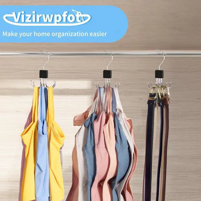 Alt view image 6 of 6 - Tank Top Hanger,Rotatable Bra Hanger,Max 18 Storage Capacity Sports Bra Hangers,Space Saving Hangers for Dorm,Closet Organizers and Storage,Closet Organizer for Belt,Scarf, Purse,Black