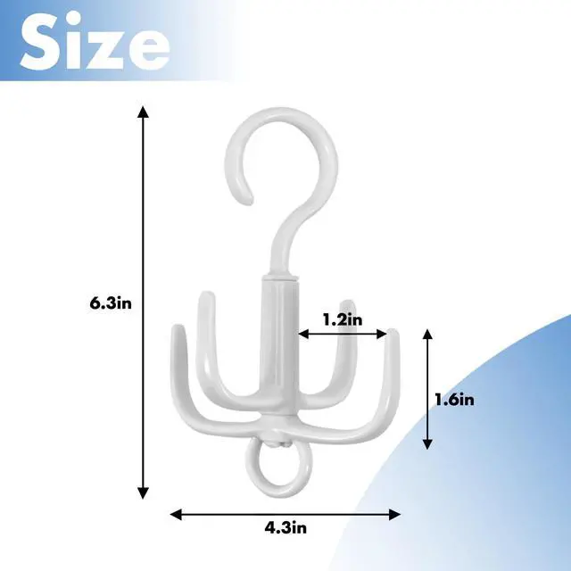 Alt view image 3 of 7 - Space-Saving Tie Hanger, Small Space Storage and Organizer, 2 Piece Set, 360° Rotatable Portable Closet Organizers for Belt, Scarf, Bras, Tank top, Purses Etc(Gray)
