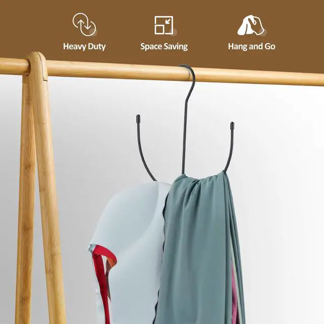 Alt view image 2 of 6 - Legging Hangers for Closet Organizer, Space Saving Sport Bra Hanger, 10 Storage Capacity Closet Organizers and Storage for Bras Tank Tops Belts Hats, Black