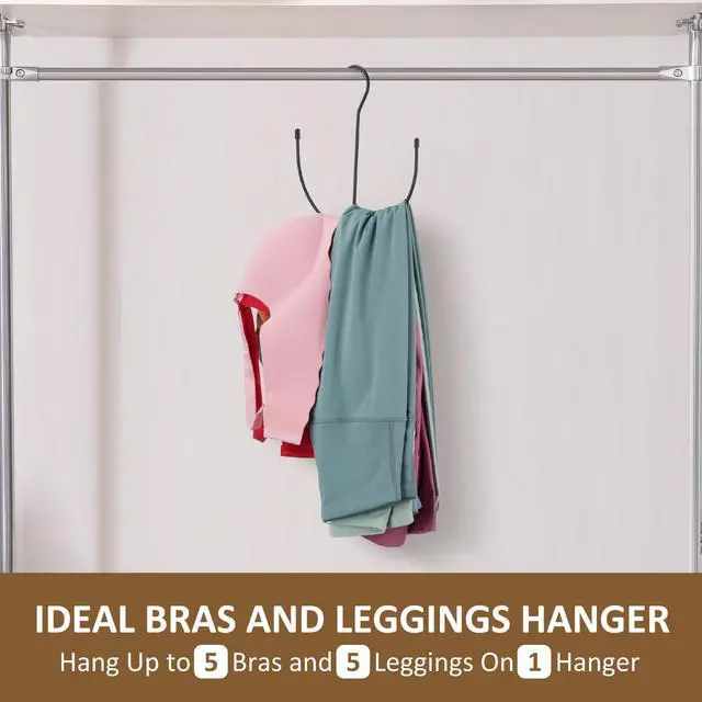 Alt view image 3 of 6 - Legging Hangers for Closet Organizer, Space Saving Sport Bra Hanger, 10 Storage Capacity Closet Organizers and Storage for Bras Tank Tops Belts Hats, Black