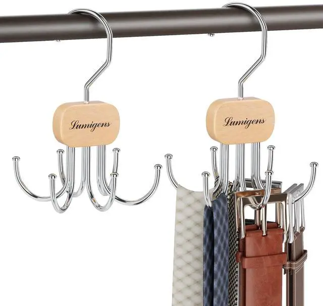 Main image of Belt Hanger, Belt Organizer for Closet,Rotatable Tie Rack,Belt Holder,Hanging Closet Organizer Hook for Belt, Bra, Tank Top, Tie, Scarf, Purse,1PCS,Natural