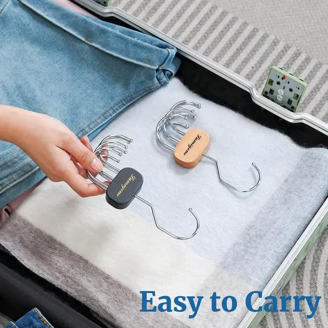 Alt view image 4 of 7 - Belt Hanger, Belt Organizer for Closet,Rotatable Tie Rack,Belt Holder,Hanging Closet Organizer Hook for Belt, Bra, Tank Top, Tie, Scarf, Purse,1PCS,Natural