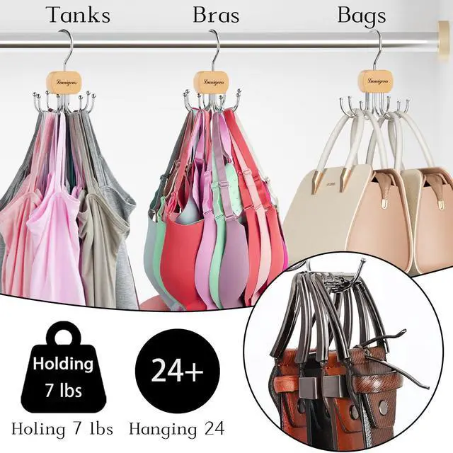 Alt view image 3 of 7 - Belt Hanger, Belt Organizer for Closet,Rotatable Tie Rack,Belt Holder,Hanging Closet Organizer Hook for Belt, Bra, Tank Top, Tie, Scarf, Purse,1PCS,Natural