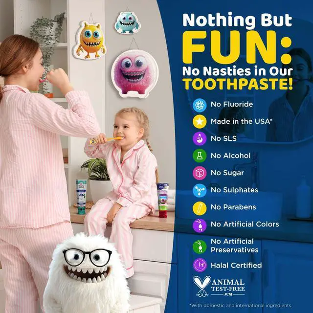 Alt view image 7 of 7 - Toddler Kids Toothpaste, Mixed Berry, Ages 1+, 4.2 oz | 10% Xylitol Formula|Safe If Swallowed|Ph Balanced|Gentle on Teeth|SLS & Fluoride Free|No Artifical Flavors or Colors|Vegan