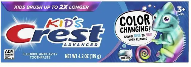 Main image of Advanced Kid's Fluoride Toothpaste, Bubblegum Flavor, 4.2 oz, Color-Changing Anticavity Toothpaste