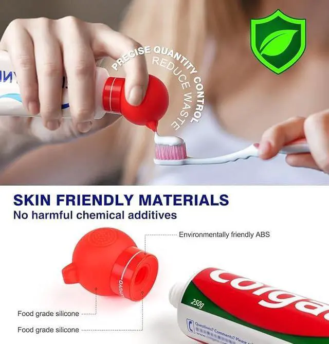 Alt view image 2 of 6 - Toothpaste Tube Squeezer for Kids, Self Closing Dispenser Cap | Silicone Toothpaste Cap, Self-sealing Toothpaste Dispener, No Mess Tube Dispenser, Precise Dosing for Kids, Adults