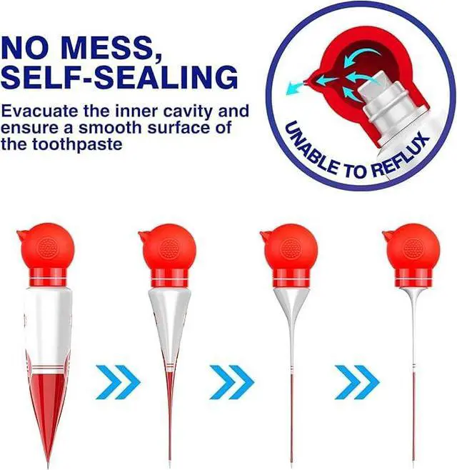 Alt view image 3 of 6 - Toothpaste Tube Squeezer for Kids, Self Closing Dispenser Cap | Silicone Toothpaste Cap, Self-sealing Toothpaste Dispener, No Mess Tube Dispenser, Precise Dosing for Kids, Adults
