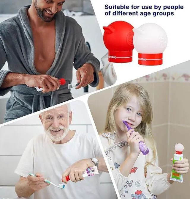 Alt view image 6 of 6 - Toothpaste Tube Squeezer for Kids, Self Closing Dispenser Cap | Silicone Toothpaste Cap, Self-sealing Toothpaste Dispener, No Mess Tube Dispenser, Precise Dosing for Kids, Adults