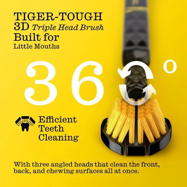 Alt view image 2 of 6 - Kids 3D Triple-Head Toothbrush Extra-Soft Bristles for Sensitive Gums, 3-Sided Design for Effective Plaque Removal & Sparkly Clean Smiles, Also Suitable for Braces & Aligners, Ages 3+, 2 Count