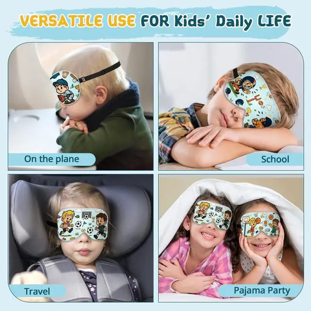 Alt view image 7 of 7 - Kids Silk Sleep Mask, 100% Mulberry Silk Eye Mask with Adjustable Strap | Soft Blackout Boys Girls Sleeping Mask, Cute Printed Blindfold for Travel/School/Bed, Gift for Ages 515