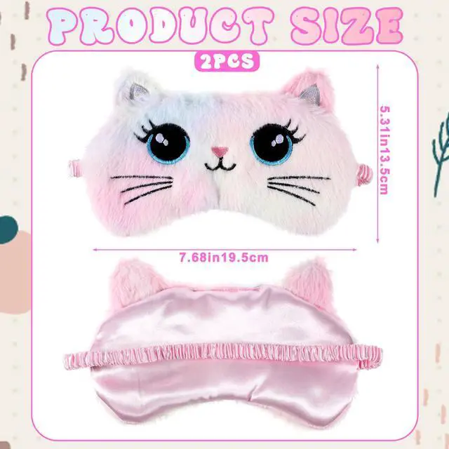 Alt view image 2 of 6 - Sleep Mask Kids, 2 Pcs Cute Plush Cat Kids Eye Mask for Sleeping | Soft Comfortable Colorful Night Eye Masks Funny Animal Blindfold Eye Cover for Women Home Travel Nap (Cat, Koala)