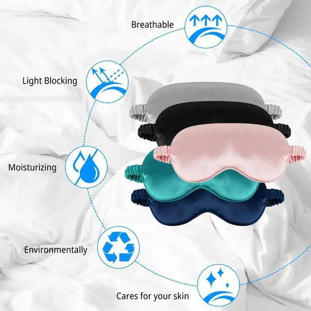 Alt view image 4 of 7 - 1 Pack Sleep Mask, Silk Eye Mask with Elastic Strap, Breathable Eye Mask for Sleeping,Travel, Girls, Women, Men (Pink)