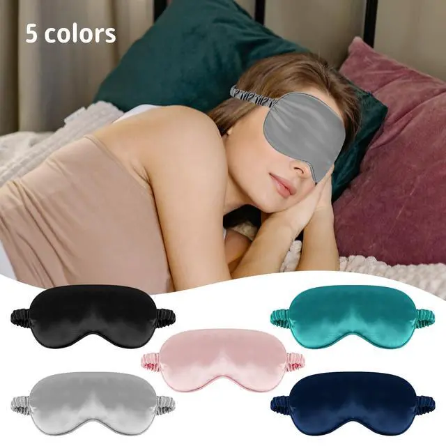 Alt view image 6 of 7 - 1 Pack Sleep Mask, Silk Eye Mask with Elastic Strap, Breathable Eye Mask for Sleeping,Travel, Girls, Women, Men (Pink)