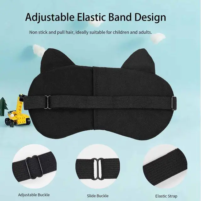 Alt view image 4 of 7 - Kids Sleep Mask, 4 Pack Cute Animal Cat Dog Funny Sleep Eye Mask for Sleeping Soft Plush Blindfold with Adjustable Strap for Kids Adults Travel Naps Shift Works Games(03 Style B- 4 Pack)