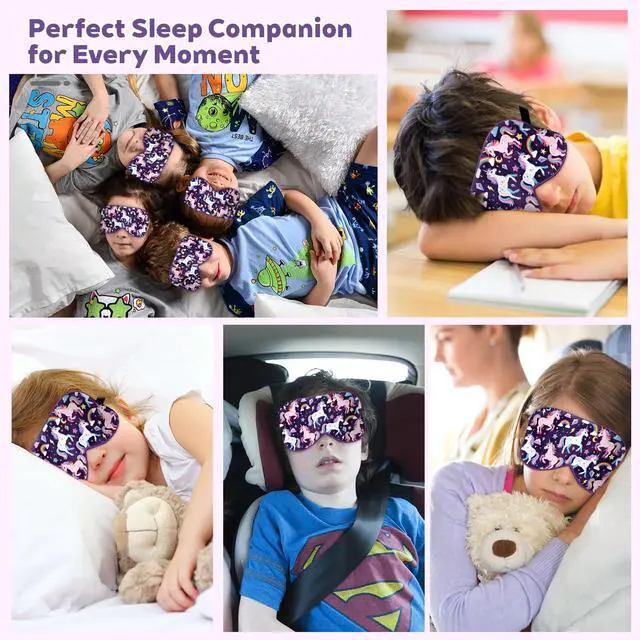 Alt view image 7 of 7 - Kids Silk Sleep Mask, 100% Mulberry Silk Eye Mask with Adjustable Strap | Soft Blackout Boys Girls Sleeping Mask, Cute Printed Blindfold for Travel/School/Bed, Gift for Ages 515