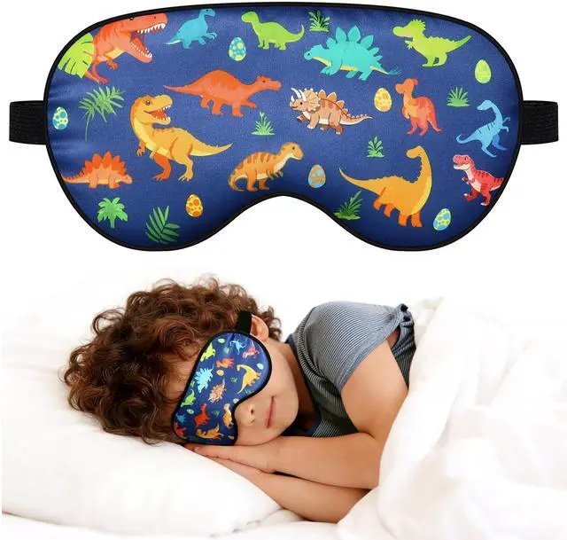 Main image of Kids Sleep Mask, Kids Eye Mask for Sleeping, Dinosaur Kids Sleep Mask for Boys Girls Teens, Cute Cartoon Sleep Mask for Kids with Adjustable Straps, Soft Eye Mask for Home Travel Blindfold