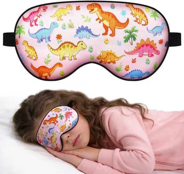 Main image of Sleep Mask for Kids Girls, Cute Dinosaur World Blackout Kids Sleep Mask, Adjustable Strap & Soft Blindfold for Home Nap, Travel, Children's Eye Mask