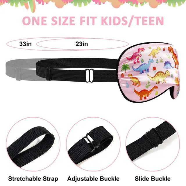 Alt view image 3 of 7 - Sleep Mask for Kids Girls, Cute Dinosaur World Blackout Kids Sleep Mask, Adjustable Strap & Soft Blindfold for Home Nap, Travel, Children's Eye Mask