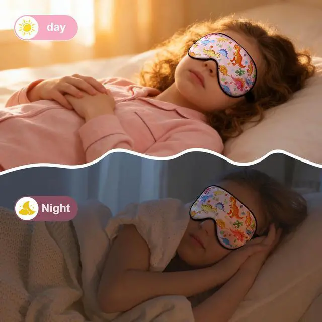 Alt view image 6 of 7 - Sleep Mask for Kids Girls, Cute Dinosaur World Blackout Kids Sleep Mask, Adjustable Strap & Soft Blindfold for Home Nap, Travel, Children's Eye Mask