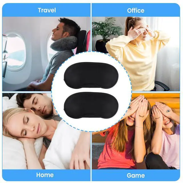 Alt view image 5 of 7 - 6 Pcs Eye Mask Sleep Masks Bulk Soft Breathable Blackout Eye Cover for Side Sleeper, Black Blindfold Sleeping Mask with Adjustable Straps for Travel Blindfold Meditation Nap Women Men Kids