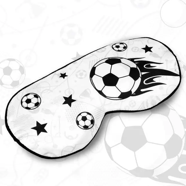 Alt view image 3 of 7 - Soccer Sleep Mask for Teens, Football Themed Blackout Eye Sleeping Mask with Adjustable Elastic Strap Soft & Breathable Eye Cover for Home Office Travel Party