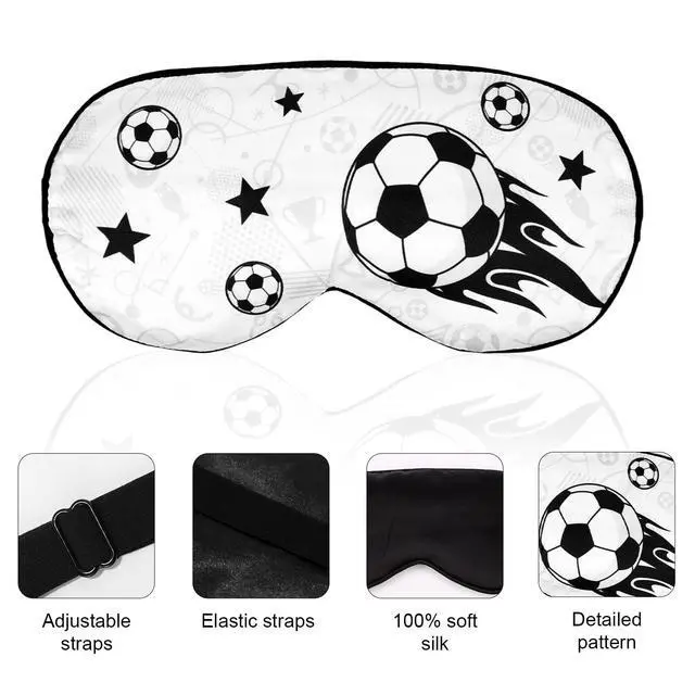 Alt view image 4 of 7 - Soccer Sleep Mask for Teens, Football Themed Blackout Eye Sleeping Mask with Adjustable Elastic Strap Soft & Breathable Eye Cover for Home Office Travel Party