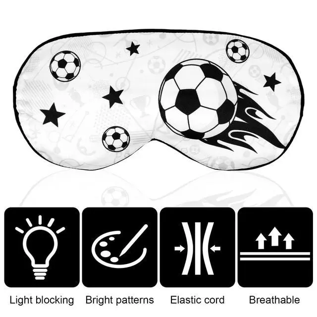 Alt view image 5 of 7 - Soccer Sleep Mask for Teens, Football Themed Blackout Eye Sleeping Mask with Adjustable Elastic Strap Soft & Breathable Eye Cover for Home Office Travel Party