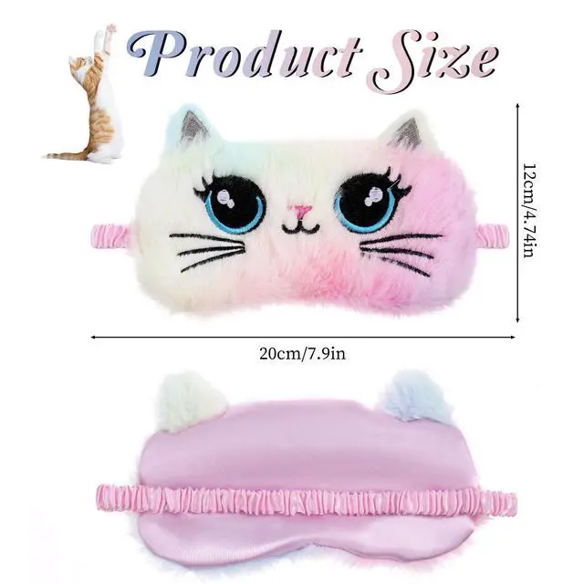 Alt view image 2 of 7 - 2 PCS Kids Sleep Mask, Plush Cat Sleeping Eye Mask, Sleep Masks for Women Girls Teens, Night Eyeshade Cover for Home Travel