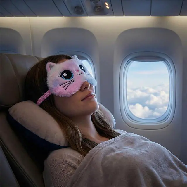 Alt view image 5 of 7 - 2 PCS Kids Sleep Mask, Plush Cat Sleeping Eye Mask, Sleep Masks for Women Girls Teens, Night Eyeshade Cover for Home Travel