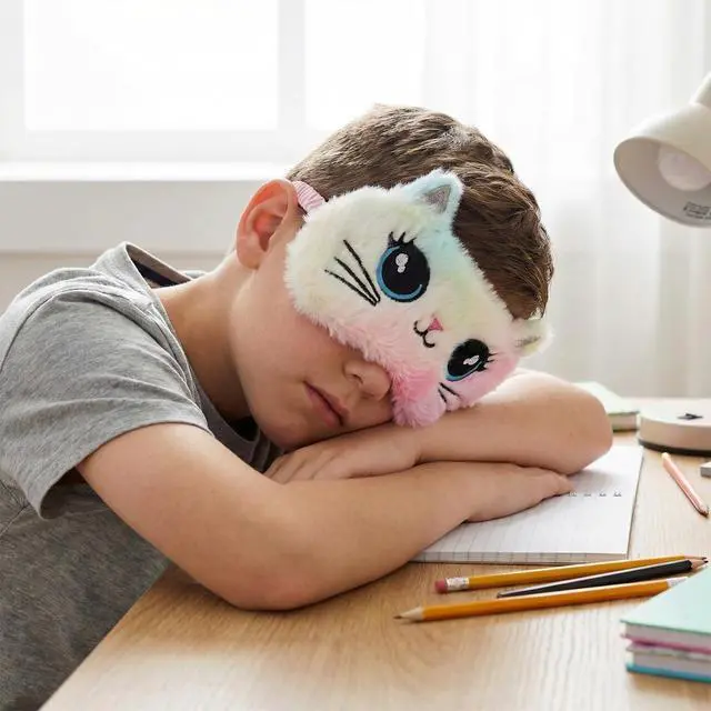Alt view image 7 of 7 - 2 PCS Kids Sleep Mask, Plush Cat Sleeping Eye Mask, Sleep Masks for Women Girls Teens, Night Eyeshade Cover for Home Travel