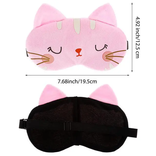 Alt view image 2 of 7 - Cute Sleeping Eye Mask Cartoon Cat Blindfold Sleeping Eye Shade,Pink | Soft Plush, Comfortable Animal Eye Cover, Funny Novelty, for Women Men Kids, Travel Nap Sleeping