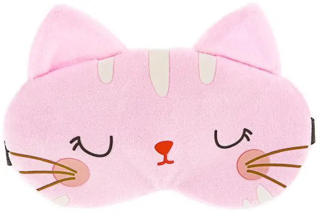 Main image of Cute Sleeping Eye Mask Cartoon Cat Blindfold Sleeping Eye Shade,Pink | Soft Plush, Comfortable Animal Eye Cover, Funny Novelty, for Women Men Kids, Travel Nap Sleeping