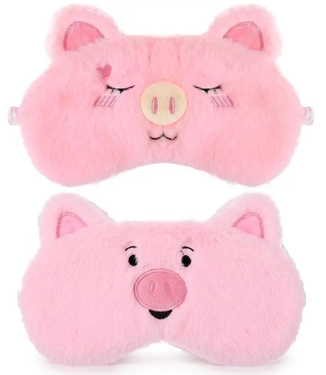 Main image of 2 Pcs Pig Sleep Mask,Comfortable Kids Sleep Masks Girls,Sleeps Mask Plush Blindfold Satin for Women Men Travel Nap