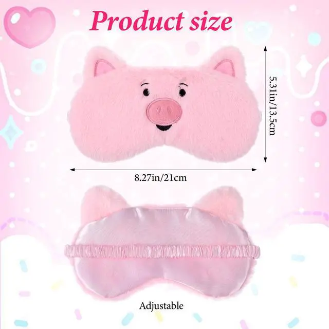 Alt view image 2 of 7 - 2 Pcs Pig Sleep Mask,Comfortable Kids Sleep Masks Girls,Sleeps Mask Plush Blindfold Satin for Women Men Travel Nap