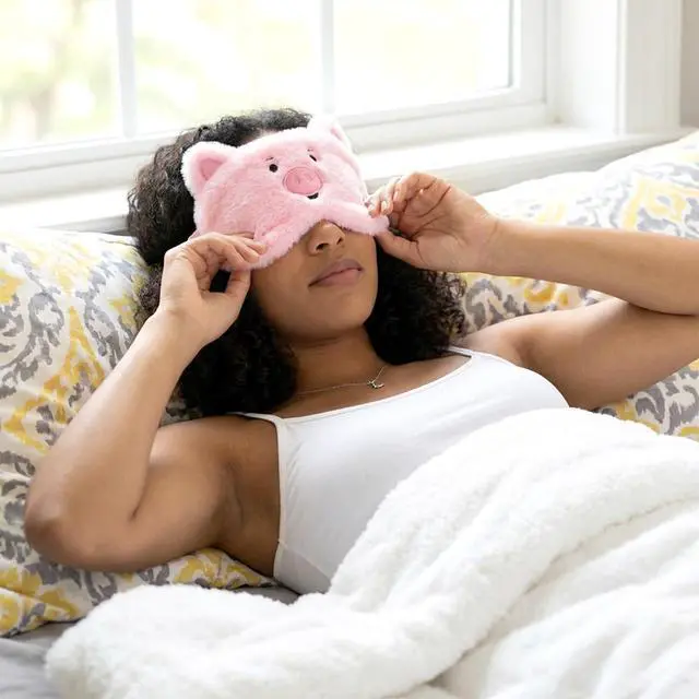 Alt view image 6 of 7 - 2 Pcs Pig Sleep Mask,Comfortable Kids Sleep Masks Girls,Sleeps Mask Plush Blindfold Satin for Women Men Travel Nap