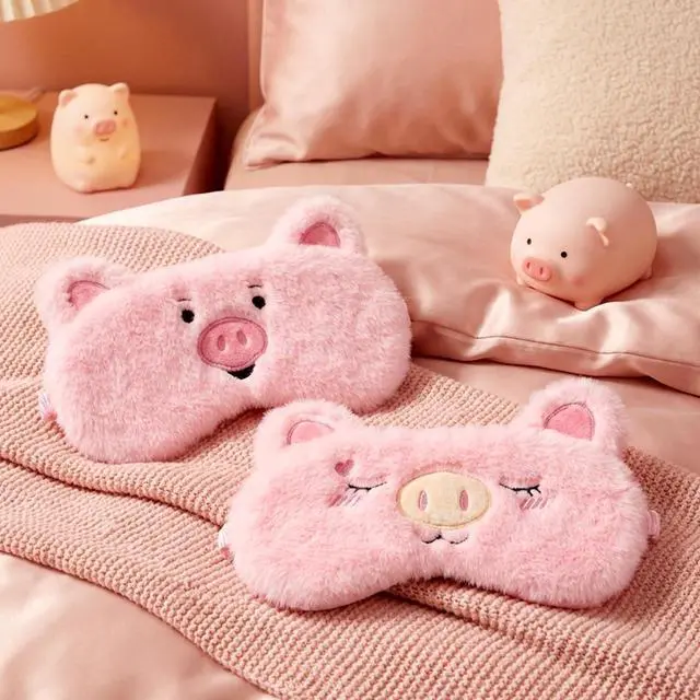 Alt view image 7 of 7 - 2 Pcs Pig Sleep Mask,Comfortable Kids Sleep Masks Girls,Sleeps Mask Plush Blindfold Satin for Women Men Travel Nap